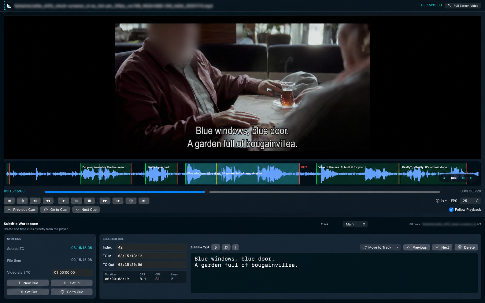 MediaText Studio subtitle editing interface